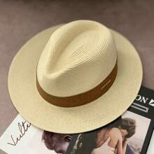 Classic Panama Straw Hat Unisex Jazz Hat Summer All-Match Anti-Ultraviolet Hat