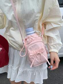 Peach Tree 女士水桶包单肩包斜挎包水壶包运动骑行包夜跑包购物包通勤必备化妆包抽绳设计手机包，时尚多色包包，送给女朋友的礼物 - 彩色 - 查看 6