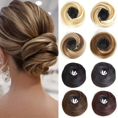 Voluminous Bird's Nest Bun - Elegant High-Temperature Silk Fiber Women's Bun, Messy Elastic Headband Style, Essential Item For Quickly Creating Fashionable Hairstyles