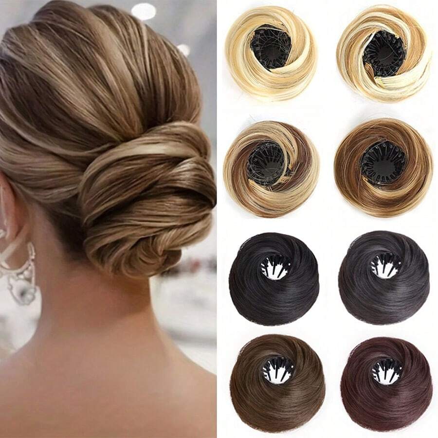 Voluminous Bird's Nest Bun - Elegant High-Temperature Silk Fiber Women's Bun, Messy Elastic Headband Style, Essential Item For Quickly Creating Fashionable Hairstyles
