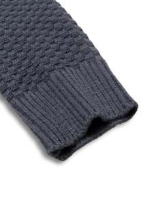 韩版男士宽松翻领纹理舒适中性长袖双拉链开衫针织毛衣，秋冬 - 灰色 - 查看 5