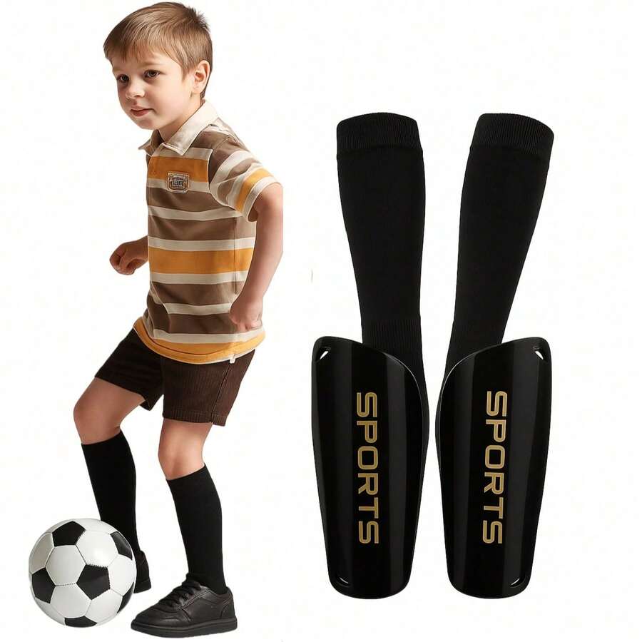5-13Y Kids & Teens Soccer Shin Guards Set, Include Shin Guards & Long Soccer Socks, Lightweight Soccer Gear For Boys & Girls Ages 8-12, EVA Padding Protects Against Impact & Injury - Multicolor - View 1