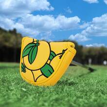 1 Pc Orange-Style Golf Putter Cover, Golf Club Head Cover, Golf Accessories Made Of PU Material, Waterproof And Wear-Resistant - Yellow - View 3