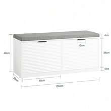 SoBuy FSR147-W, Hallway Shoe Bench Shoe Rack Shoe Cabinet With 2 Flip-Drawers And Seat Cushion