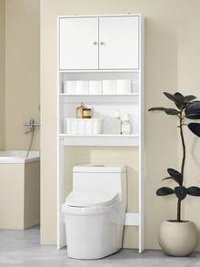 SoBuy Bathroom Storage Cabinet With Shelves & Cupboard – Space-Saving Over Toilet Or Washing Machine Freestanding WC Shelf Tip-Resistant White 65x182x20cm BZR165-W - 白色 - 查看 10
