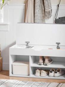 SoBuy FSR45-HG, Hallway Shoe Rack Shoe Cabinet Shoe Bench With Lift Up Bench Top And Seat Cushion, White