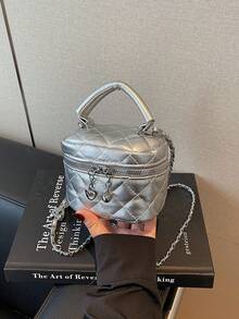 1 pièce Mini sac à main pour femme, couleur unie, sac bandoulière croisé avec motif en losange brodé. Convient pour ranger les cartes et les clés. Porte-monnaie mignon avec décoration en forme de cœur, style Y2K. Sac pour femme adapté à un usage quotidien, aux courses et aux voyages.