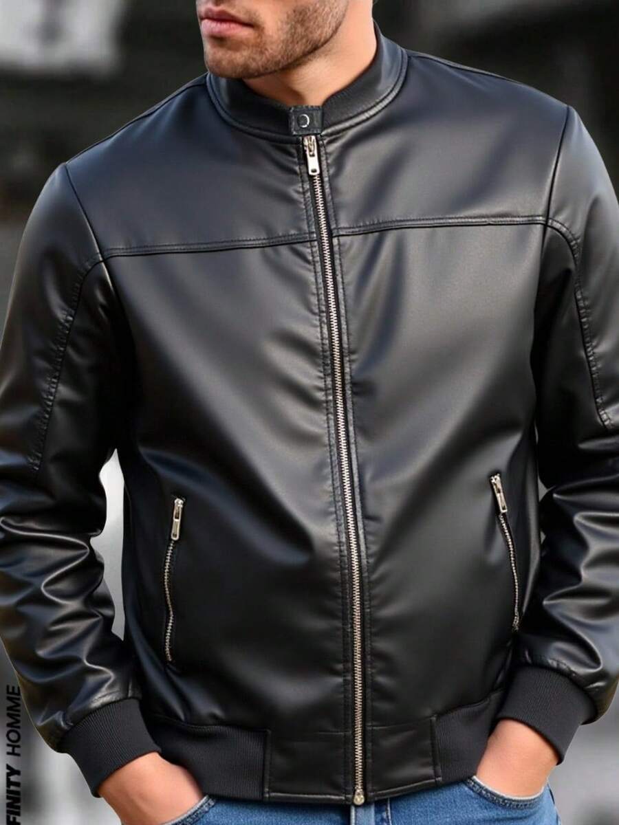 Nes Sport Chamarra Caballero Minipiel Afelpada por Dentro Talla Amplia - Negro - Ver 1