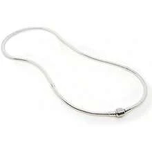 Snake Chain Necklace Silver Plated Fit Charms Beads Jewelry - 45厘米/17.5英寸 - 查看 3