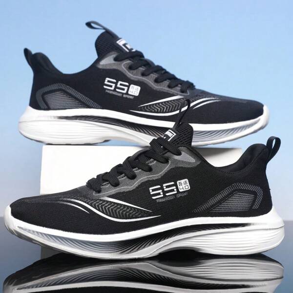 Zapatillas casuales transpirables de malla para hombres, zapatos deportivos para correr, calzado de moda versátil para primavera/verano