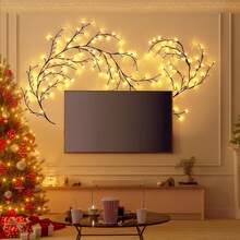 1pc 72/96/144 LEDs Flexible Willow Vine Lamp, Remote Control + USB 8 Modes Artificial Plant Vine Light, Home Living Room Atmosphere Lamp, Indoor/Outdoor Party Holiday Decor Light, Suitable For Birthday, Halloween, Christmas, Mother's Day, Thanksgiving Perfect Gift