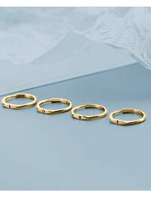 Thin Ring With Letter 925 Silver Initial Adjustable 18k Gold Plated - Gold - View 7