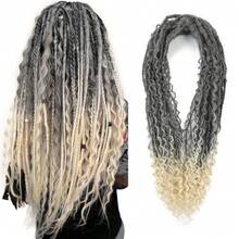 24 Inch 30 Strands Dreadlock Extensions Sets,3 In 1 Mixed Synthetic Dreads Extensions, Black Straight&Curly&Boho Handmade Dreads Hippie Style Dreadlocks For Woman - Multicolor - View 10