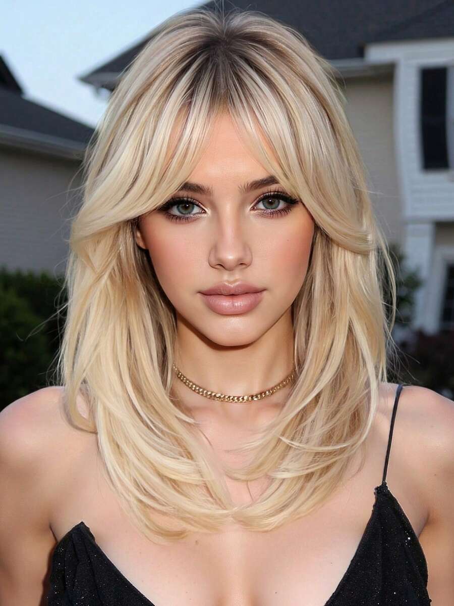 Blonde Straight Synthetic Wig For Women 14 Inch Ready To Go Wigs, Perfect For Beginners - Vàng - Xem 1