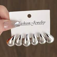 1 Pair Simple Geometric Teardrop Shape Stud Earrings, European & American Style Earrings For Women