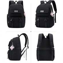 1pc Teen Casual Backpack - Stylish School & Travel Daypack With Laptop Sleeve, Lightweight Rucksack For Daily Use - Black - View 2