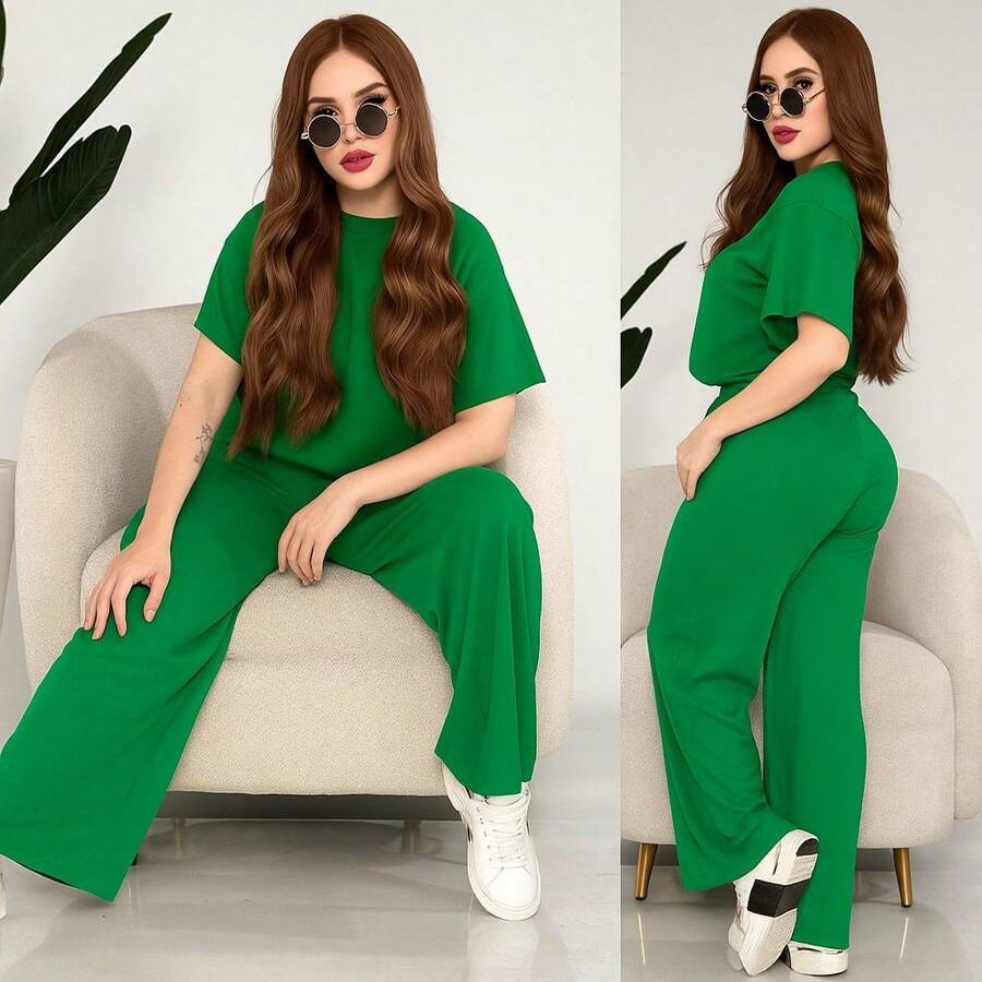 女士两件套服装 - 橄欖綠 - 查看 1