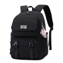 1pc Teen Casual Backpack - Stylish School & Travel Daypack With Laptop Sleeve, Lightweight Rucksack For Daily Use - Black - View 1