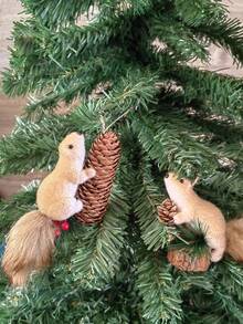 4pcs Christmas Tree Squirrel Hanging Ornaments, Realistic Squirrel Pendant Decor, Christmas Tree Decoration, DIY Fairy Garden Home Decor, Christmas Room Decoration, Holiday Centerpiece Party Decoration, New Year, Living Room, Bar, Cafe, Gift For Couples Christmas Gift - Multicolor - View 11