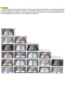 12pcs Transparent Plastic Shoe Storage Boxes, Foldable, Flip-Top, Under Bed Shoe Boxes, Moisture-Proof And Dust-Proof - Multicolor - View 2