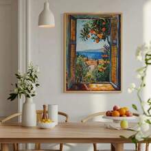 1 件亨利·马蒂斯 (Henri Matisse) 开窗印刷品，亨利·马蒂斯 (Henri Matisse) 风格野兽派绘画，地中海、橘子树、海岸景观帆布海报，无框架 - 藍色 - 查看 7