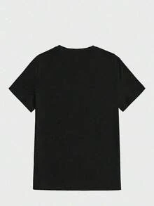 Double-Sided Digital Printed T-Shirt With "" Motif 1Pcs Casual Soft Short Sleeve Pure 100% Cotton 220gsm T - Shirt ,UnisexLeisure - màu đen - Xem 5