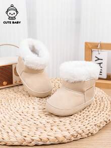 Infant Thick Warm Plush Snow Boots For Winter - Beige - View 3