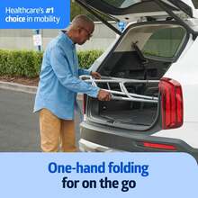 Medline Caminador plegable de dos botones con ruedas, metálico, 1 unidad - Metálico - Ver 11