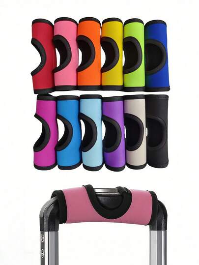 1pc Multi-Color Luggage Handle Sleeve Cover, With Packaging Identification, Unique Hollow-Out Design, Protects Hands From Injury, Suitable For Button-Type Luggage & Suitcases, Ideal For Airport Travel, Unisex, Essential Travel Gear For Vacation, Summer Holiday, Back To School Season