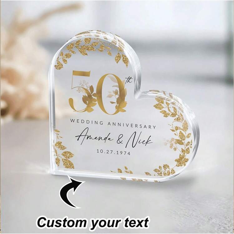个性化 50 周年纪念礼物、金婚纪念礼物、50 周年结婚纪念牌匾、情侣金婚 50 周年纪念礼物、结婚周年纪念礼物、送给妻子或丈夫的礼物 - 适合每个人的最佳个性化礼物。 - 50週年金婚紀念卡磚 - 查看 2