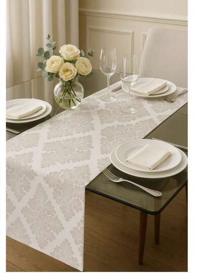Caminho de mesa Jarquard 50*150 cm estilo clássico e sofisticado para mesa