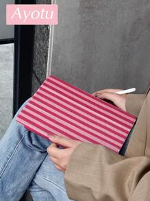 Ayotu 粉色条纹保护壳适用于 iPad 10.2 英寸 2021/2020 iPad 第 9/8 代，兼容三星 Galaxy Tab A8 10.5 英寸 2022，兼容华为 Matepad 10.4/Tab，带笔架，支持自动睡眠/唤醒盖，时尚保护壳 - 彩色 - 查看 2