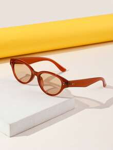 1 PC Teen's 14-16Y Metal Hinge Sunglasses Casual Oval Frame Eyewear Suitable For Holiday Outing And Daily Life Clothing Accessories - Multicolor - View 5