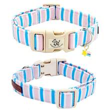 Vòng cổ cho chó đuôi nhỏ thanh lịch, màu hồng dễ thương với họa tiết sọc xanh, mềm mại và thoải mái, dùng được cho cả nam và nữ, có thể điều chỉnh kích thước cho chó con, với khóa tháo nhanh. - Màu xanh lam - Xem 7