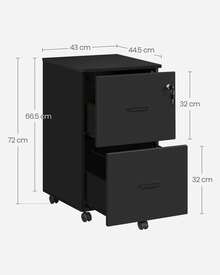 VASAGLE Armario Archivador de 2 Cajones, Archivador de Oficina con Cerradura, Soporte para Impresora, Negro - Negro - Ver 7