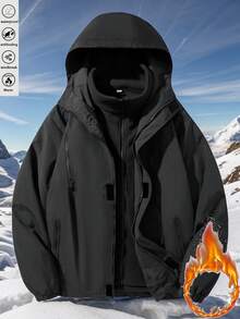 男士秋冬多功能拉链保暖三合一休闲户外防风夹克，带可拆卸内衬，适合徒步、远足、旅行和送礼，抓绒面料，滑雪适用