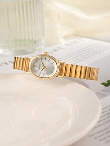 1条金色竹节结表带，时尚女士石英表，金色，适合日常佩戴，复古风格，情侣表，最佳礼品之选