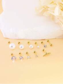 1pc Fashionable Ball Decor Stud Earring For Women For Daily Decoration - Yellow Gold - View 6