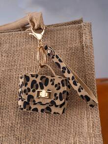 [Móc khóa thời trang] Móc khóa giả da cao cấp họa tiết da báo thời trang kèm ví đựng tiền xu | Thiết kế nổi, hình chữ nhật, phụ kiện chìa khóa xe và túi xách thời trang, quà tặng lý tưởng, dụng cụ sắp xếp chìa khóa, khóa mạ vàng - Nhiều màu - Xem 5