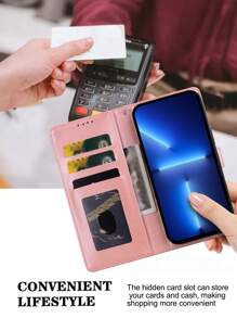 GLANDOTU PU Leather Plain Embossed Mobile Phone Case With Card Slot Wallet Design Suitable For Multiple Mobile Phone Brands And Models Waterproof Shockproof Anti-Fall Scratch Resistant Full Cover