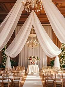 1 pièce Tissu transparent blanc 393 pouces, rideaux de plafond en mousseline, décoration de cérémonie de mariage romantique, rideau en gaze à usage multiple, décoration de mariage en extérieur, décoration de baby shower, décoration de réception de mariage, décoration de fête d'anniversaire, fil de fond pour arche de mariage, décoration d'arrière-plan de fête