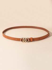 1/3件装女士时尚搭扣黑色、白色和棕色休闲腰带，四季皆宜 - 1.4三圈扣小帶 - 查看 8