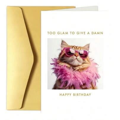 1 Stück, humorvolle Katzen Geburtstagskarte, einzigartiges Geschenk für Haustierbesitzer, aus Papier, geeignet für Freunde, Familie, Hunde-/Katzenliebhaber, kreative Geburtstagsgrüße mit Umschlag