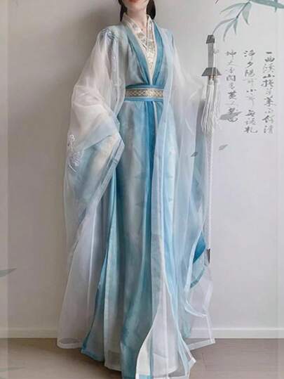 中華服 漢服 広袖 仙女服 中国古代 宮廷風 コスプレ セット  hanfu cosplay 衣装 女の子 レディース 写真撮影 古風 ステージ衣装 古典美人服 仮装 学園祭 優雅 おしゃれ