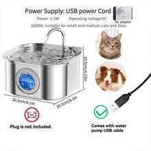 1pc 108.2oz Stainless Steel Automatic Cat Water Fountain With Water Level Window, Super Quiet Pet Water Dispenser
