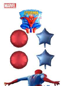 Marvel 5件漫威官方授权蜘蛛侠系列气球套装酷人物圆圈图案星星气球生日派对气球花束装饰品卡通主题拍照背景场景布置室内装饰用品万圣节圣诞节礼物 - 彩色 - 查看 5