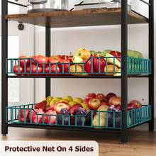 Kitchen Baker's Rack, Microwave Stand With 2 Large Wire Baskets, Industrial Coffee Bar Station, 5-Tier Kitchen Shelf With 8 Hooks For Spices, Pot Organizer - 復古色 - 查看 6
