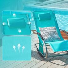 SoBuy Set Of 2 Sun Lounger Garden Chair Recliner With Cushioned Pillow & Side Pocket Garden Rocking Chair With Steel Frame 150kg Capacity Outdoor Garden Furniture For Patio Poolside OGS28x2 - Blue - View 6
