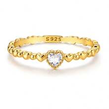 Exquisite Style Inlaid White Zirconia Heart Shape Ring For Women Gold Plated 925 Sterling Silver Fine Jewelry Symbol Of Love And Protection Gift For Her