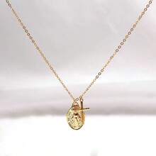 1 chiếc vòng cổ mặt thánh giá Maria bằng thép không gỉ, phụ kiện hip hop dành cho cả nam và nữ - Vàng - Xem 5